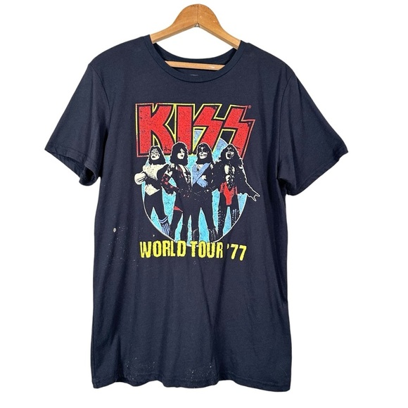 'VINTAGE' KISS World Tour '77 Graphic Band T-Shirt - Picture 1 of 5